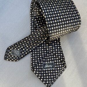 Brioni Black Tie with Gold Accents